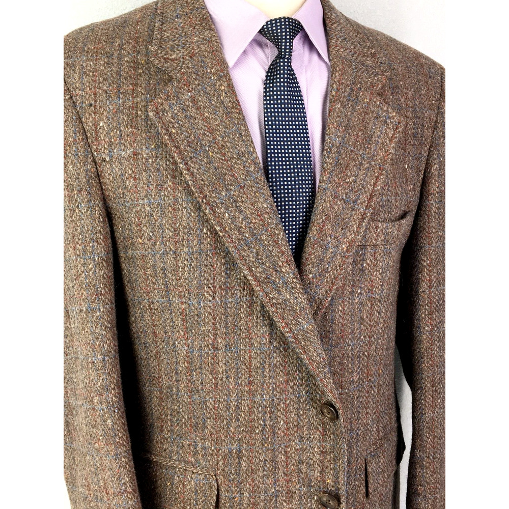 44R Levis USA Mens Vintage Pure Wool Tweed 2 Button Blazer Sport Coat Moss Brown - Picture 4 of 12